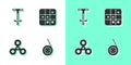 Set Yoyo toy, Pogo stick jumping, Fidget spinner and Tic tac toe game icon. Vector