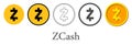 Set of zcash crypto currency icons