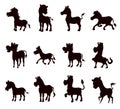 Set of zebra digital stamp flat isolated vector Stock Silhouettes Royalty Free Stock Photo