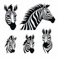 Stark Zebra Icons Collection For Logo Design On White Background Royalty Free Stock Photo