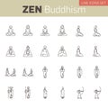 Zen Buddhism Line Icon Set