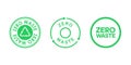 Set of zero waste circle logos. Zero waste icons with the Mobius strip and recycling circle. Ecology and environment Royalty Free Stock Photo