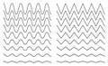 Set of zigzag and wavy horizontal lines on a white background.