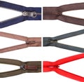 Set of zip fasteners close up Royalty Free Stock Photo