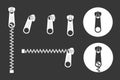 Set of zipper icons.Zippered lock Royalty Free Stock Photo