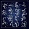 Set of zodiac signs in floral style Royalty Free Stock Photo