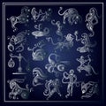 Set of zodiac signs in floral style Royalty Free Stock Photo