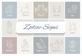 Set of zodiac signs icons. Vector illustration in cartoon line style Royalty Free Stock Photo