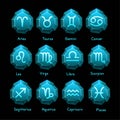 Set of zodiac signs icons. Vector illustration in cartoon line style Royalty Free Stock Photo