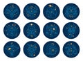 Set of zodiac signs icons. Vector linear simple style. Royalty Free Stock Photo