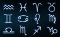 Set of zodiac signs over night sky background Royalty Free Stock Photo