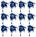 Set of Zodiac signs on spot isolated Royalty Free Stock Photo