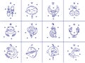 Set of Zodiac signs, stars, constellations blue color on a white background. Logo, tattoo or illustration. Astrological forecast, Royalty Free Stock Photo