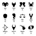 Set of zodiac signs and their names. Black and white design. Icons vector Royalty Free Stock Photo