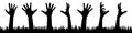 A set of zombie hands from the ground. Collection of silhouettes of human hands from graves. Set of black and white Royalty Free Stock Photo