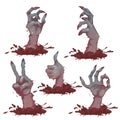 Set of zombie hands for Halloween Party. Vector illustration Royalty Free Stock Photo