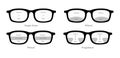 Set of Zones of vision in progressive lenses Fields of view Eye frame glasses diagram fashion accessory illustration