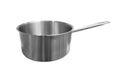 Metal ladle for the kitchen isolated on a white background. Stainless steel pot isolated. Royalty Free Stock Photo