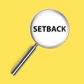 setback under magnifier glass on yellow Royalty Free Stock Photo