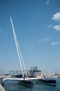 Beautiful catamaran Moored in the channel