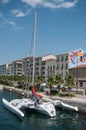 Beautiful catamaran Moored in the channel