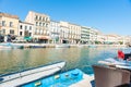 Sete, France, Royal Canal boats and surrounding buildings.