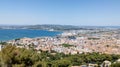 Sete top view city aerial panorama of port town in Herault in Occitanie France Royalty Free Stock Photo