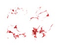 Splashes of red paint are isolated by a white background. 3d image, 3d rendering