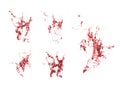 Splashes of red paint are isolated by a white background. 3d image, 3d rendering