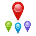 Seth colorful map pointers. Map pointers 3d icons. Vector image isolated on a white background.