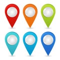 Seth colorful map pointers. Map pointers 3d icons. Vector image isolated on a white background.