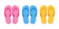 Seth s beach flip-flops. Colorful flip-flops. Summer beach shoes in cartoon style. Vector illustration