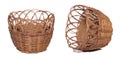 Seth two wicker baskets of twigs isolated white background Royalty Free Stock Photo