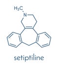 Setiptiline also known as teciptiline antidepressant drug molecule. Skeletal formula. Royalty Free Stock Photo