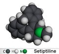 Setiptiline molecule. It is tetracyclic antidepressant TeCA. Molecular model. 3D rendering Royalty Free Stock Photo