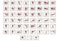 Set of usa postage stamps. Vector illustration decorative design Royalty Free Stock Photo