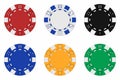 Sets of 3d rendered colored casino chips