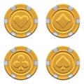 Sets of 3d rendered gold casino chips