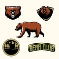 Sets of Bear Illustration Logo Vector Royalty Free Stock Photo