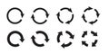 Sets of black circle arrows. Vector Icons