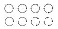 Sets of black circle arrows. Vector Icons