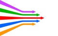Sets of colorful arrows forward, concept of business leadership and following, leadership success business concept, many arrows