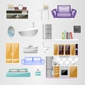 Sets home accessories. Furniture design. Royalty Free Stock Photo