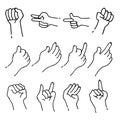 sets of Sign Language Theme Doodle Collection In White Isolated Background, vector illustration Royalty Free Stock Photo
