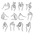 sets of Sign Language Theme Doodle Collection In White Isolated Background, vector illustration Royalty Free Stock Photo