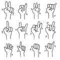 sets of Sign Language Theme Doodle Collection In White Isolated Background, vector illustration Royalty Free Stock Photo