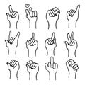 sets of Sign Language Theme Doodle Collection In White Isolated Background, vector illustration Royalty Free Stock Photo
