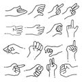 sets of Sign Language Theme Doodle Collection In White Isolated Background, vector illustration Royalty Free Stock Photo