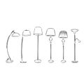 Sets of silhouette floor lamps light for home appliance indoor furniture icon collection set, create by vector, floor lamp vector