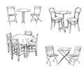 Sets of tables and chairs. Furniture sketch. Royalty Free Stock Photo